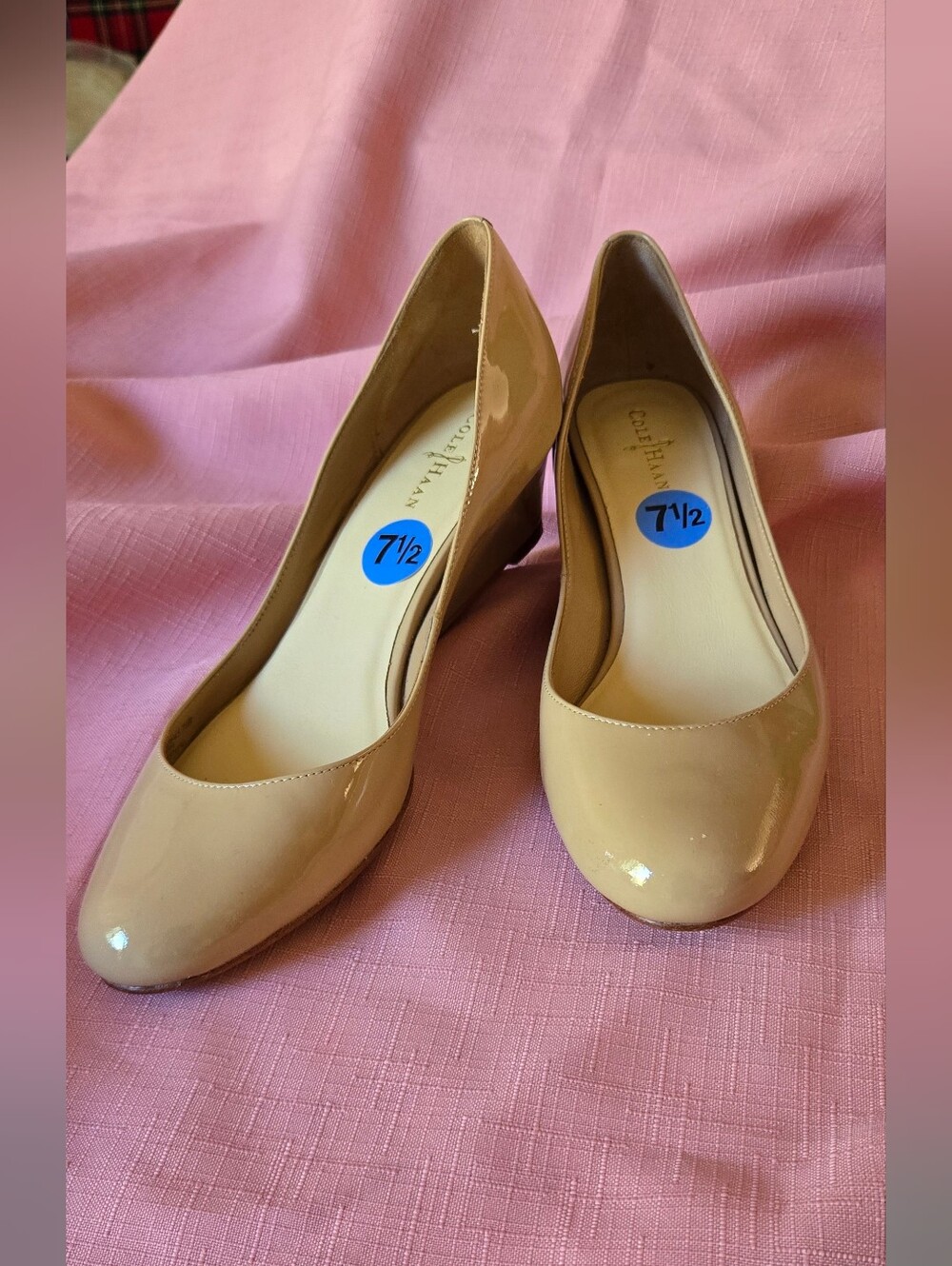 NEW Limited Edition Cole Haan Nike Air Nude Patent Leather Low Wedges